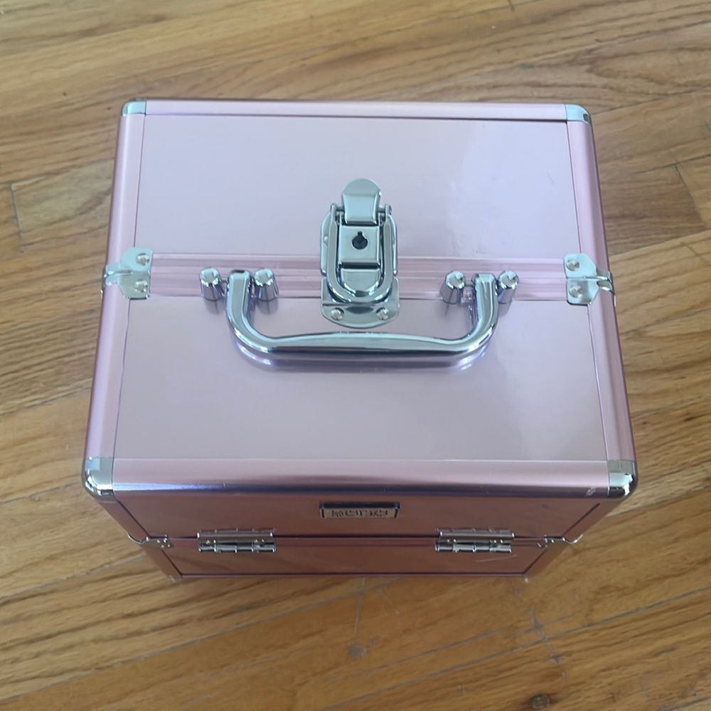 Pink storage box.